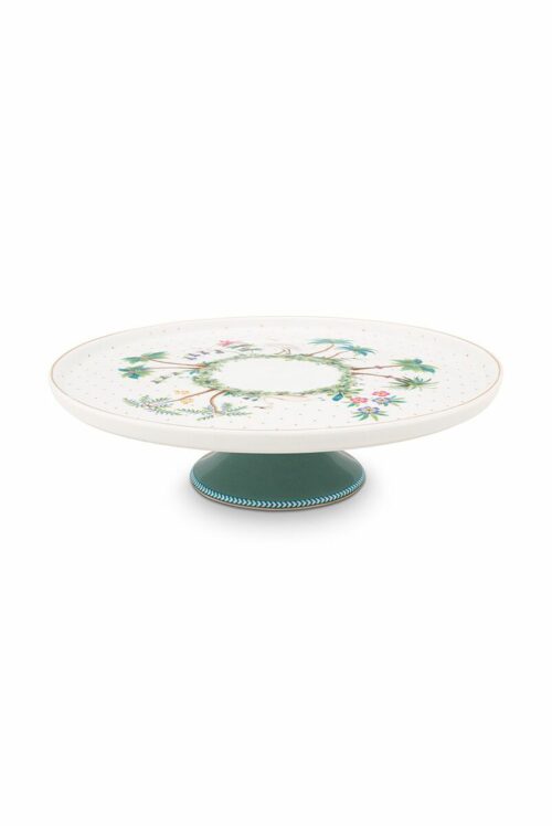 porcelain-mini-cake-tray-jolie-dots-gold-21-cm-1_8-white-green-flowers-fs-51.018.108
